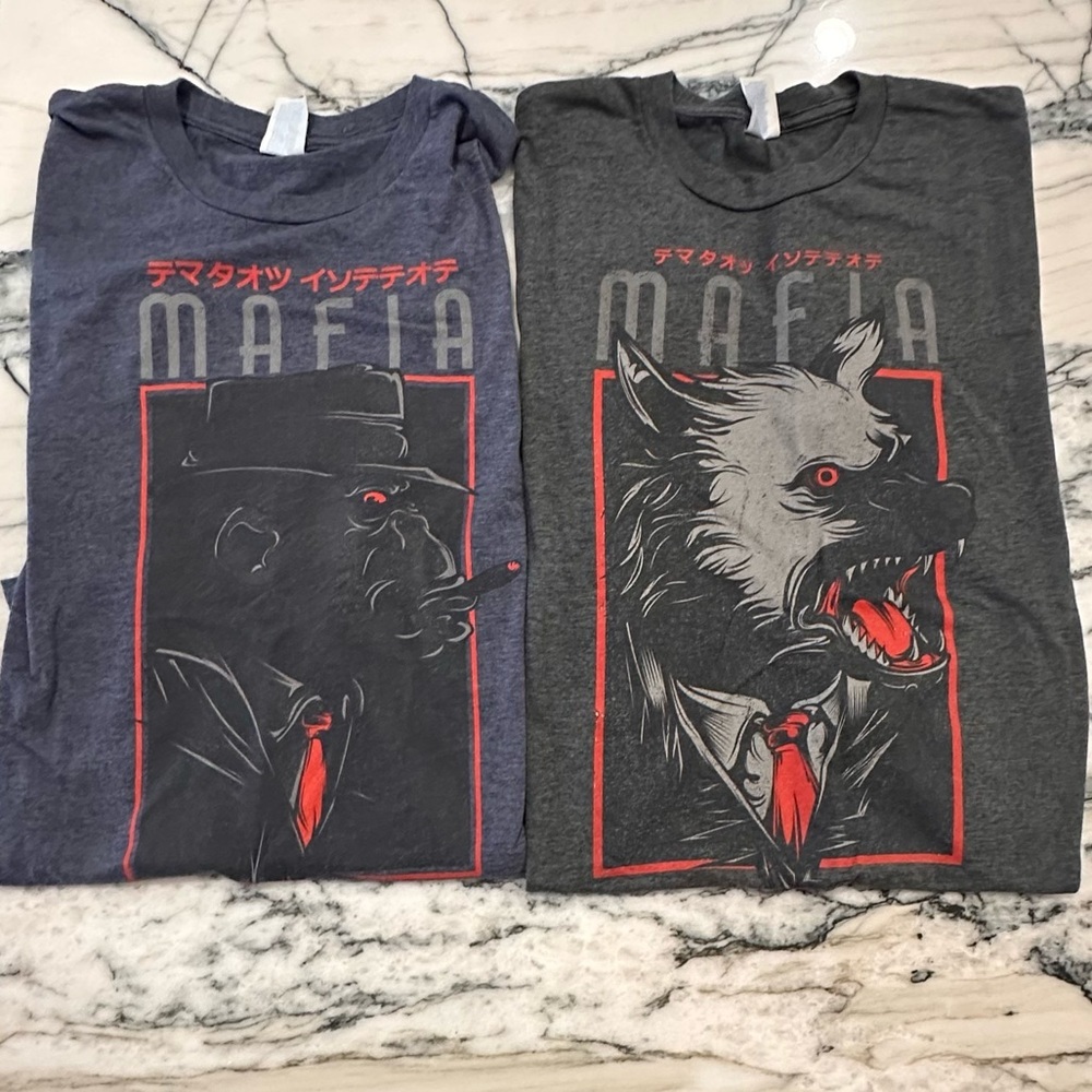Graphic print Mafia T-Shirts 2 pack - Gray and Dark Gray size large